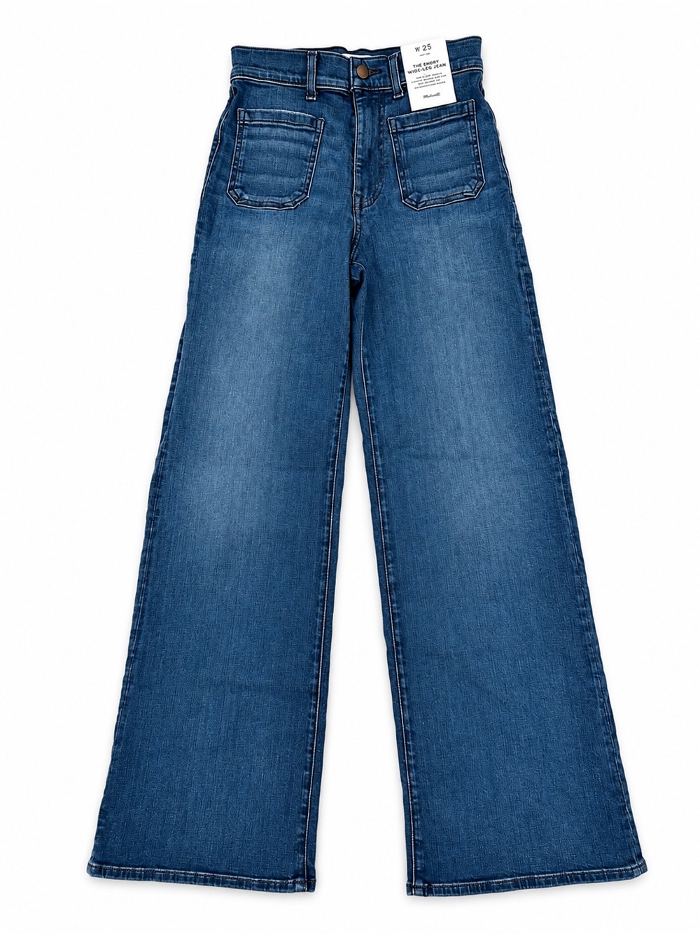 NWT Madewell The Emmy Wide-Leg Jeans High Rise Blue 25 Flawed